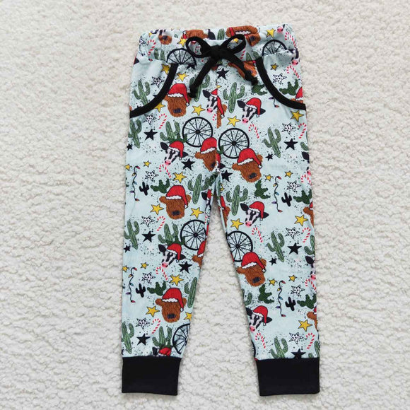 Cactus Cow Green Boys Christmas Pants