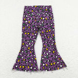 Leopard Print Purple Flared Girls Jeans Mardi Gras Pants