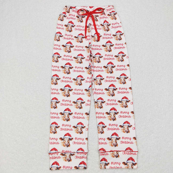 Adult Merry Cow Red Beige Mom Christmas Pajamas