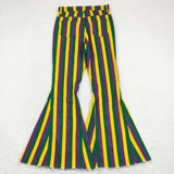 Adult Mommy & Me Gold Purple Green Stripe Flared Jeans Mardi Gras Pants