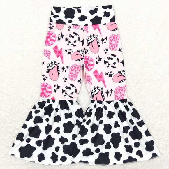 Hat Lightning Cow Print Bell Bottoms Girls Pants