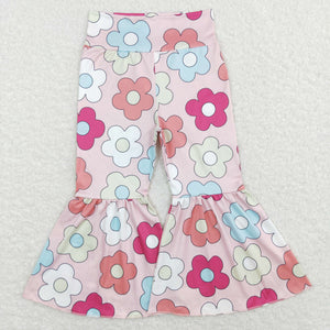 Floral Pink Girls Bell Bottoms Pants