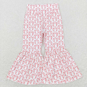 Baseball Heart White Bell Bottoms Girls Pants