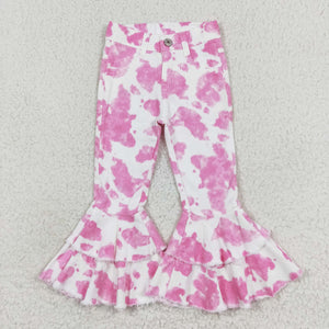 Pink Cow Print Girls Jeans Pants