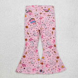 Cartoon Dolls Rainbow Pink Girls Jeans Pants