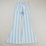 Adult Mommy & Me Blue White Stripe Flared Jeans Pants