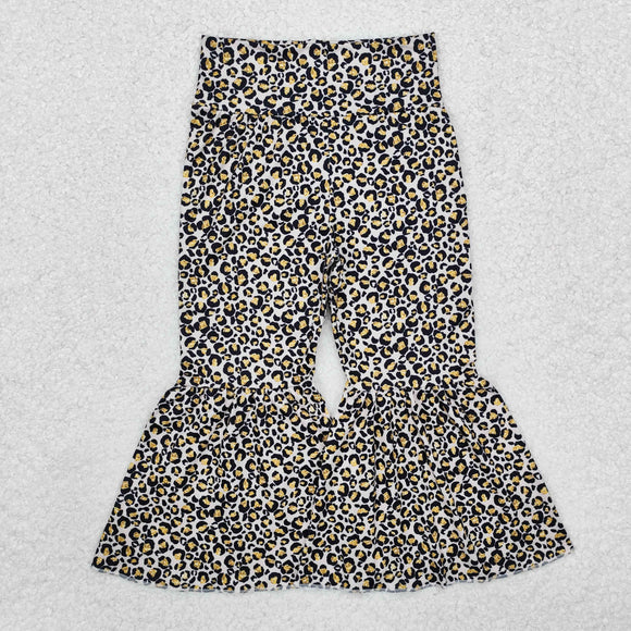 Gold Leopard Print Girls Milk Silk Bell Bottoms Pants