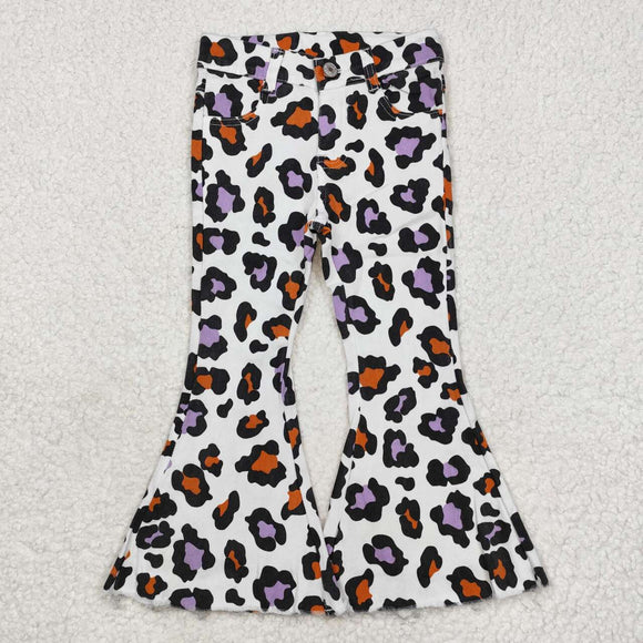 Orange Purple Leopard Print Girls Halloween Pants