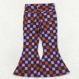 Purple Black Orange Plaid Girls Halloween Pants