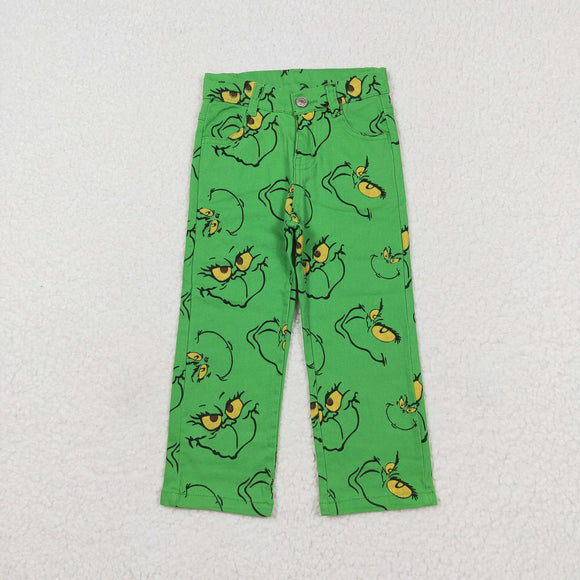 Kids Mommy & Me Cartoon Smile Green Jeans Boys Christmas Pants