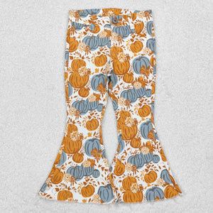 Pumpkin Floral Girls Jeans Pants