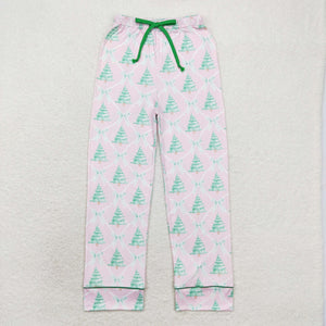 Adult Tree Bow Pattern Pink Mom Christmas Pajamas