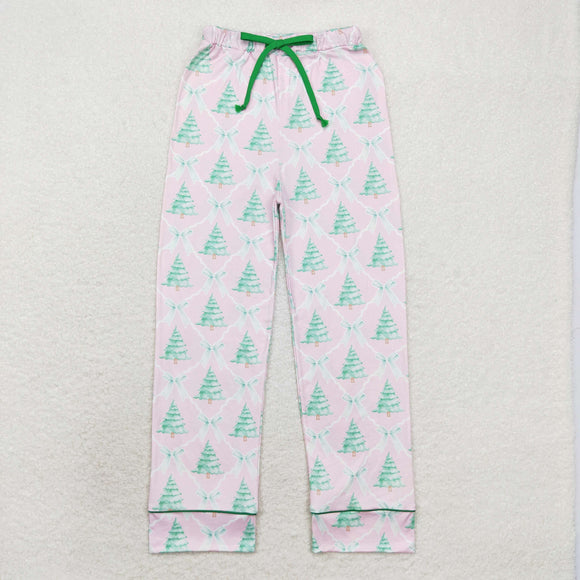 Adult Tree Bow Pattern Pink Mom Christmas Pajamas