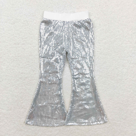 White Sequin Mesh Girls Pants