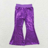 Purple Sequin Mesh Girls Pants