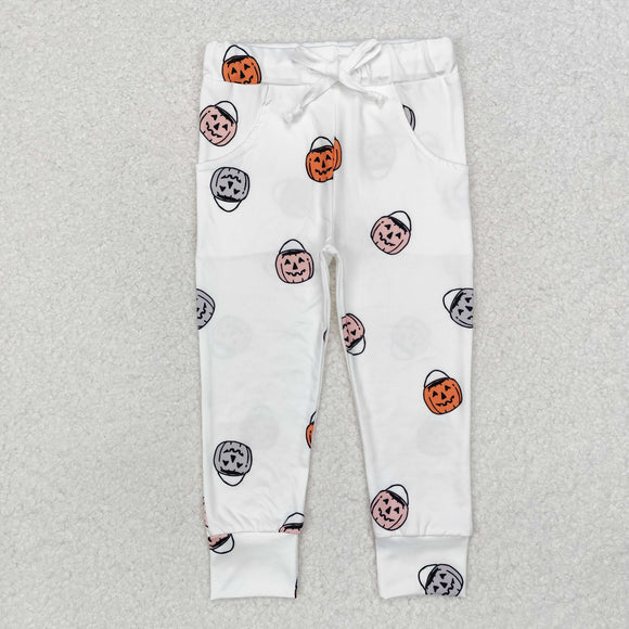 Pumpkin White Boys Halloween Pants