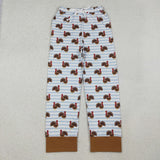 Adult Turkey Blue Stripe Mom Thanksgiving Pajamas Pants