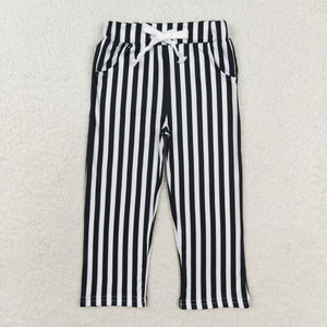 Black White Stripe Girls Halloween Pants