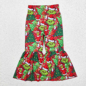 Cartoon Red Girls Christmas Pants