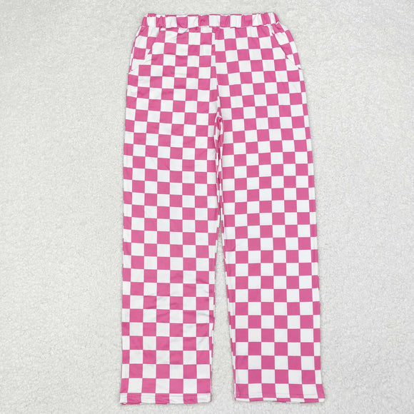 Adult Pink Plaid Mom Pants