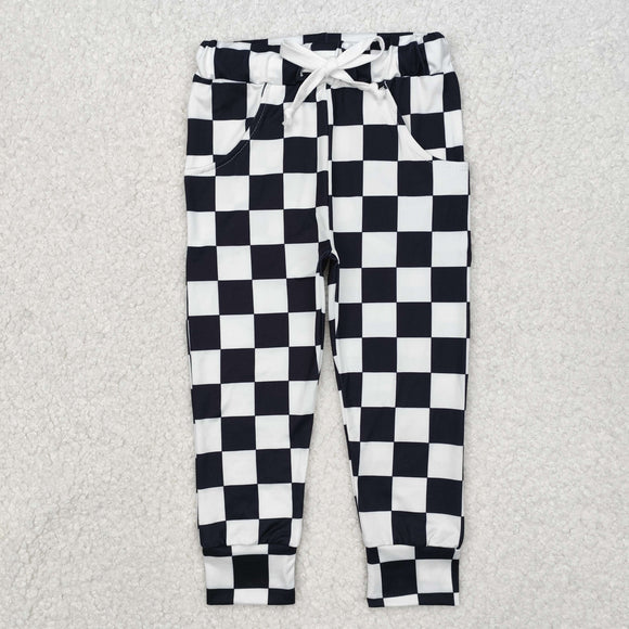 Black Plaid Kids Long Pants