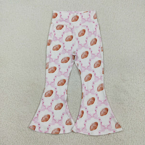 Football Pink Bow Pattern Athletic Yoga Girls Pants