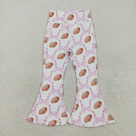 Football Pink Bow Pattern Athletic Yoga Girls Pants
