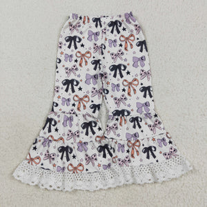 Bow Pattern Stars Lace Ruffles Girls Halloween Pants