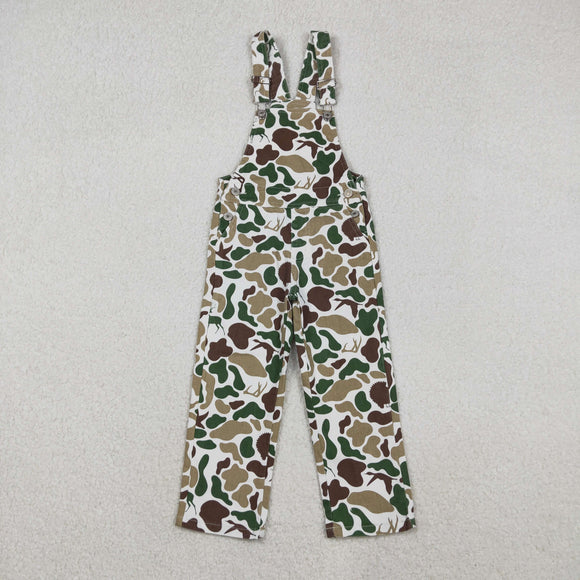 Brown Green Camo White Kids Boys Suspender Jeans Pants
