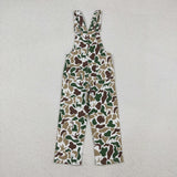 Brown Green Camo White Kids Boys Suspender Jeans Pants