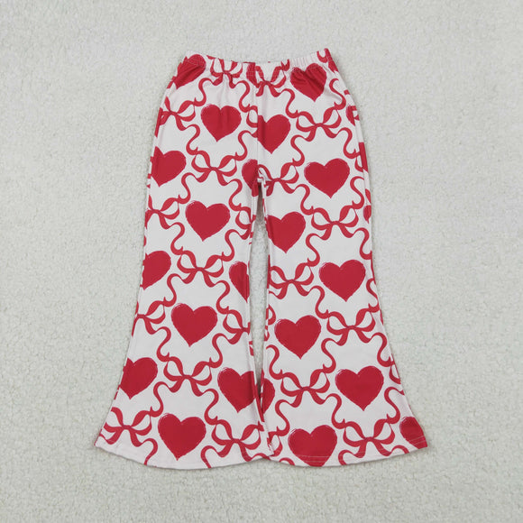 Red Bow Pattern Heart Girls Valentines Pants
