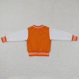 Orange White Baseball Jacket Boys Long Sleeve Top