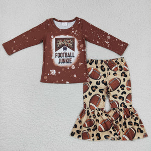 Football Junkie Brown Girls Long Sleeve+Trousers Sets