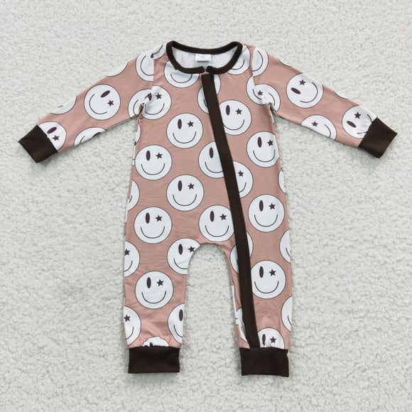 Smile Brown Boys Fall Romper