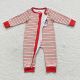 Santa Stripe Red Boys Christmas Romper