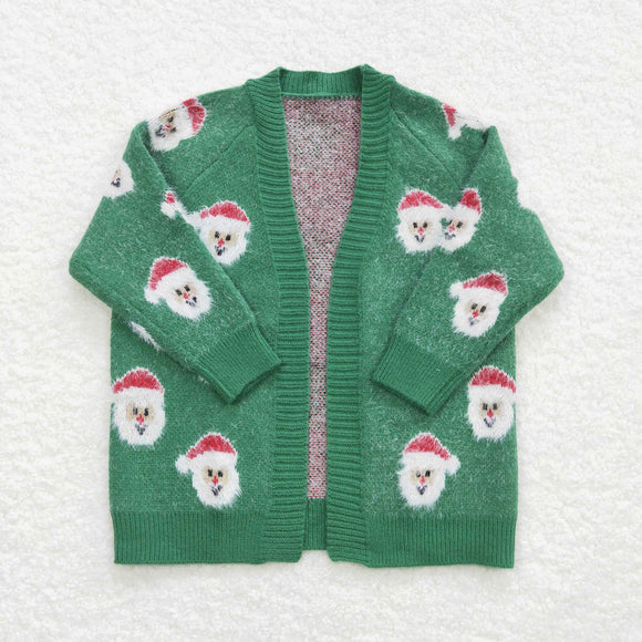 Santa Green Cardigan Sweaters Girls Christmas Top