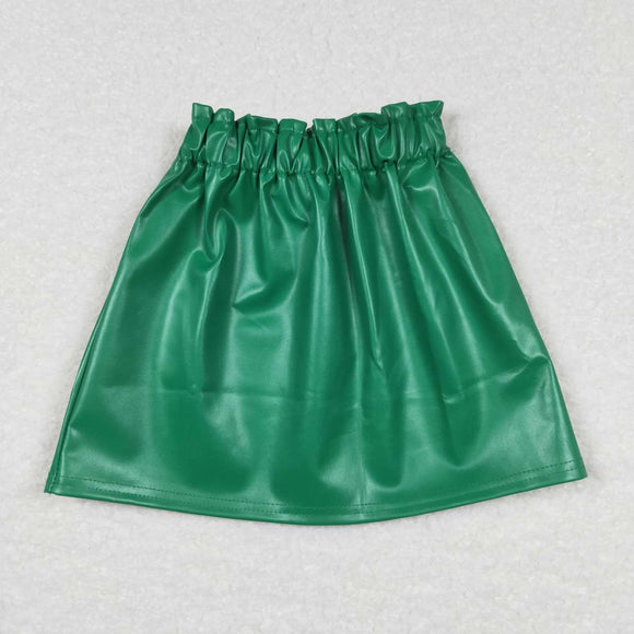 Leather Green Girls SKirts
