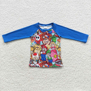 Cartoon Blue Boys Long Sleeve Top