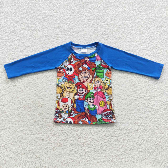 Cartoon Blue Boys Long Sleeve Top