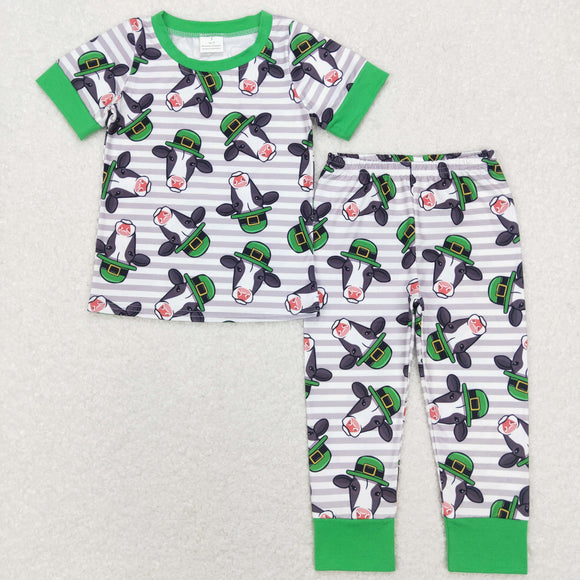 Cow Stripe Green Boys St. Patrick's Day Pajamas