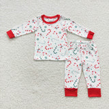 Candy Cane Red White Mommy & Me Boys Christmas Pajamas