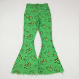 Adult Mommy & Me Cartoon Smile Green Flared Jeans Christmas Pants