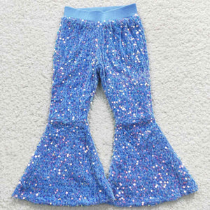 Baby Blue Sequin Girls Pants