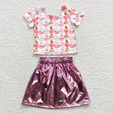 XO Cakes Pink Leather Girls Skirt Sets