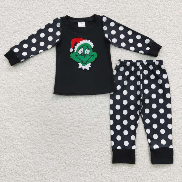 Cartoon Embroidery Black Girls Christmas Pajamas