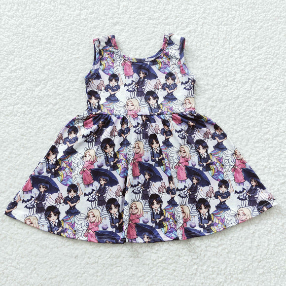 Cartoon Wednesday Girls Sleeveless Dress