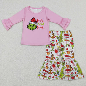 Stink Letters Pink Ruffles Girls Christmas Outfits