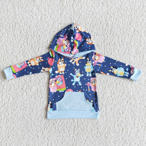 Cartoon Dogs Blue Boys Hoodie Top