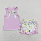 Floral Pockets Pink Girls Shorts Sets