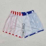 Stars Red White Stripe Ruffles Boys 4th of July Swimming Trunks